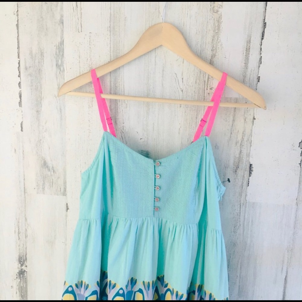 Anthropologie Anupama Tiered Maxi Dress Teal Blue